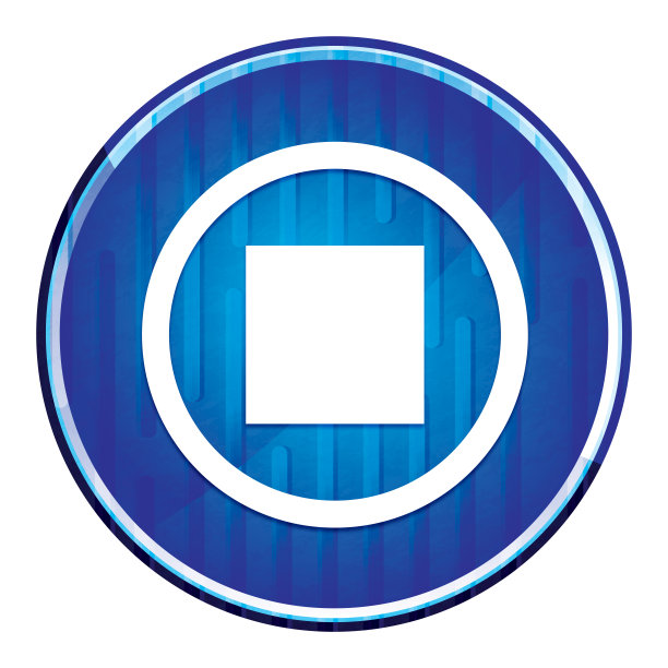 停止播放图标现代霓虹蓝色圆形按钮图片下载