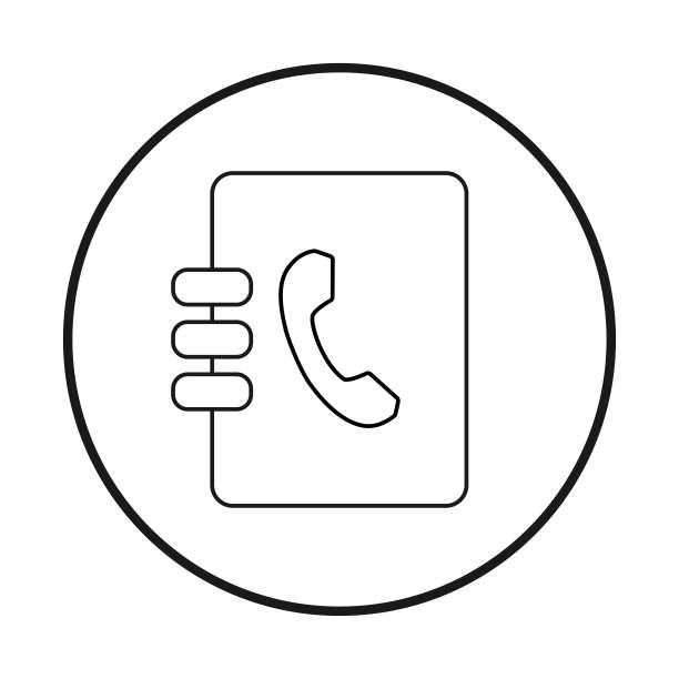 电话图标。手机图标矢量。电话图标。黑白标志。电话簿的笔画。图片下载