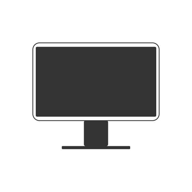 监控图标。白色背景上的监视器按钮图片下载