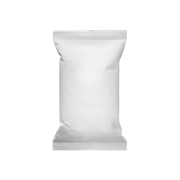 白色空白纸枕头食品零食袋孤立在白色背景。图片下载