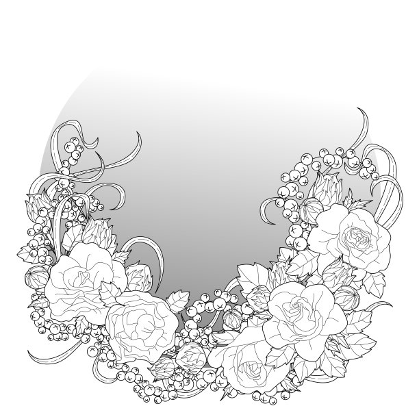 渐变圈为您的文字与花卉组成或花束与花和丝带图片下载