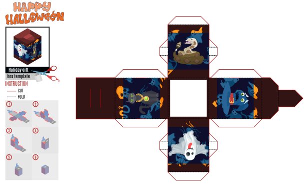 万圣节方盒模板鬼神秘图片下载