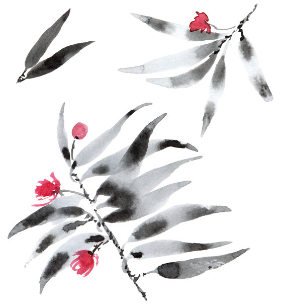 水彩画花树枝图片下载