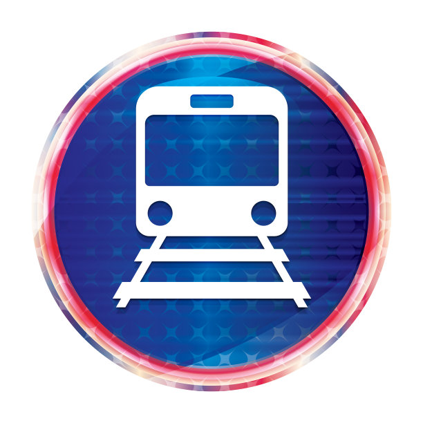 火车图标花哨的蓝色圆形按钮图片下载