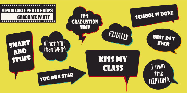 一套照片亭道具矢量插图图片下载