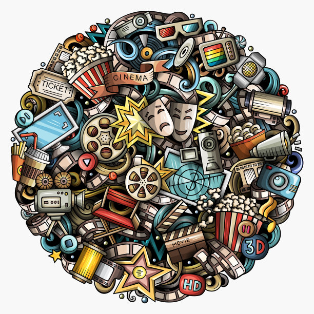 卡通矢量涂鸦电影插图图片下载