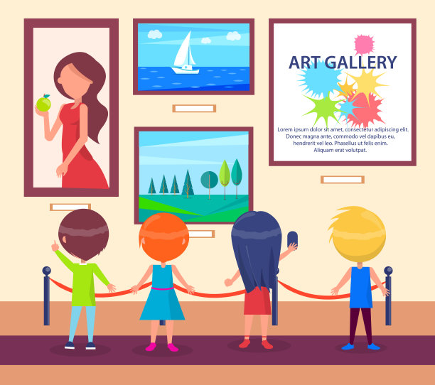 儿童参观美术馆和看图片图片下载