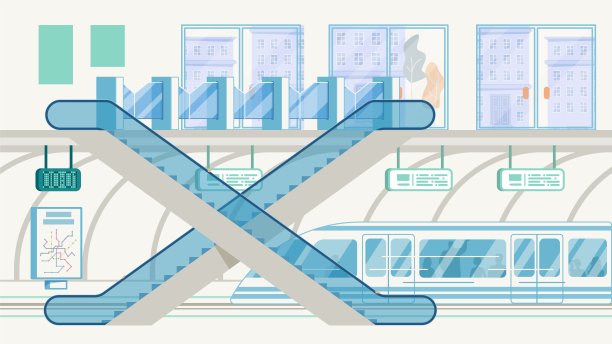 在公交车站等车的人矢量插图图片下载