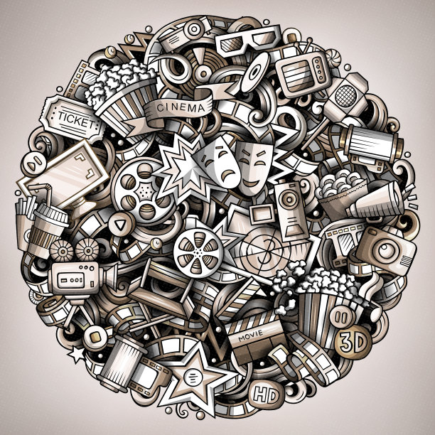 卡通矢量涂鸦电影插图图片下载