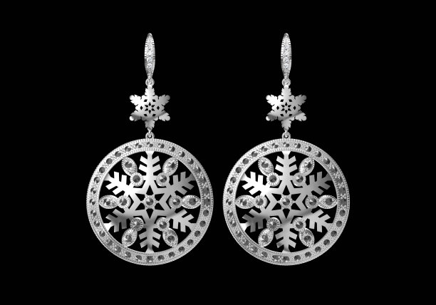 美丽的耳环在白色背景，3D渲染。3D渲染。图片下载