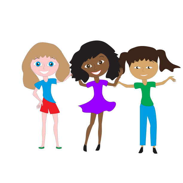三个不同种族的女孩。图片下载