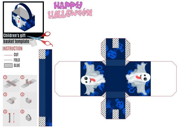蓝色镂空篮子万圣节搞笑快乐鬼图片下载