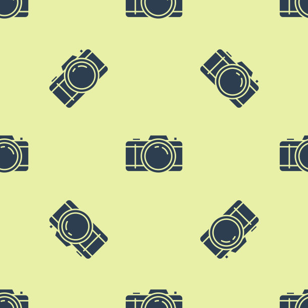 蓝色照片相机图标隔离无缝模式上的白色背景。与相机图标。矢量图图片下载