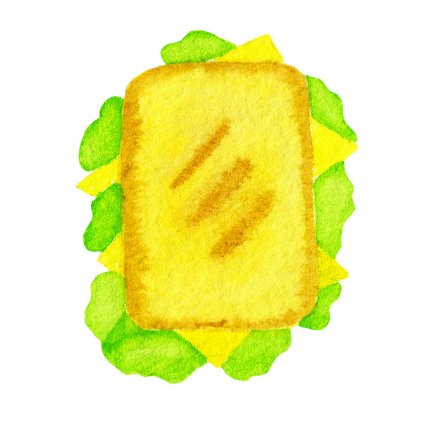 干酪三明治孤立在白色背景上的水彩插图图片下载