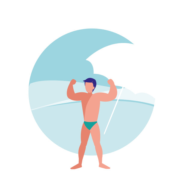 在海滩上穿着泳衣的年轻人图片下载