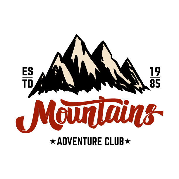 山地营地标志模板。设计元素海报，标签，标志，徽章。矢量图图片下载