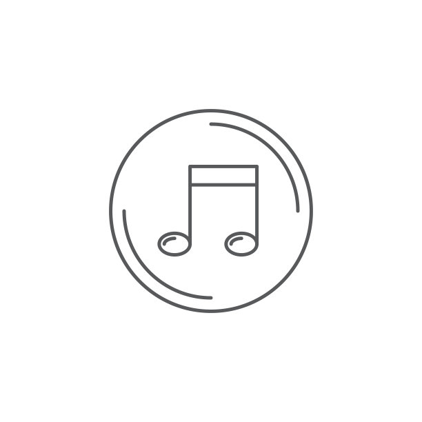 白色背景上孤立的音符按钮矢量图标符号图片下载