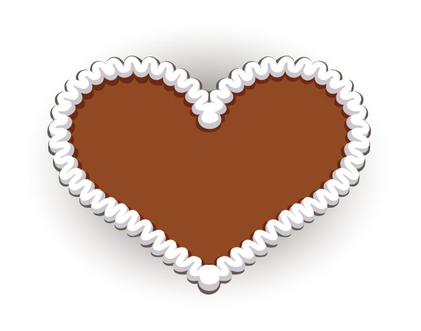 典型的姜饼心，来自德国慕尼黑啤酒节的布兰科心，矢量图孤立在白色背景上图片下载