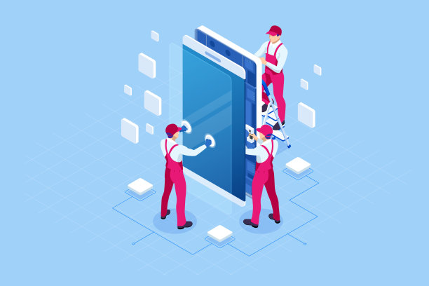 等距智能手机维修服务理念。电子产品维修服务。当日电话维修登陆页面网站模板。图片下载