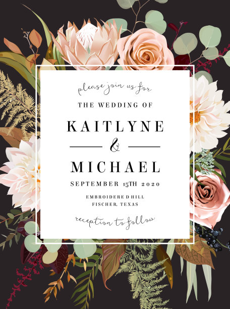 锈王protea，橙玫瑰，象牙大丽花，勃艮第落新妇图片下载