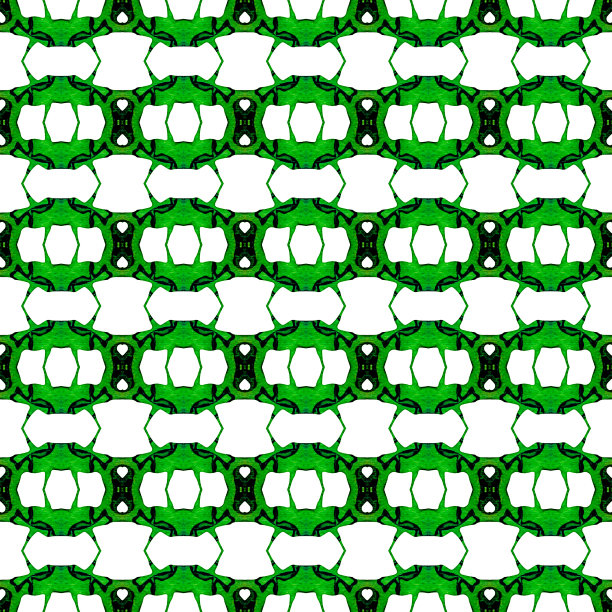 橙绿色几何无缝图案。手绘图片下载