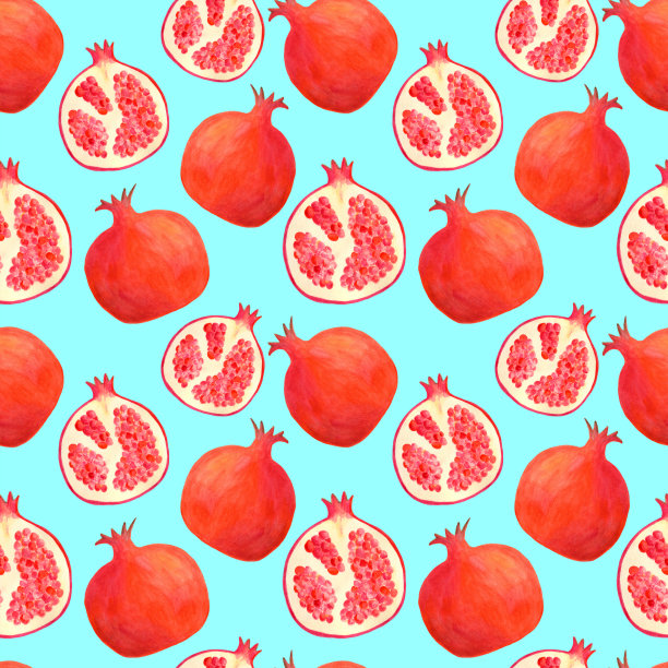 水彩石榴无缝图案图片下载