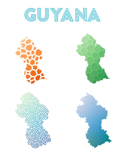 圭亚那多边形地图。图片下载
