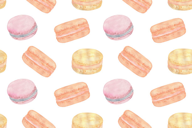 简单手绘的彩色法式马卡龙无缝图案，法国之旅的纪念品图片下载