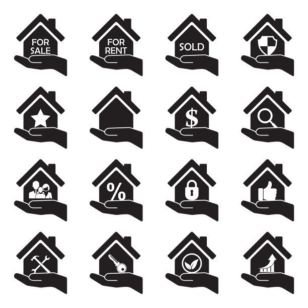 房地产的图标。集5。黑色的平面设计。矢量插图。图片下载