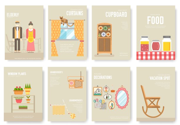 一套祖父母的房子和生活方式的横幅。图片下载