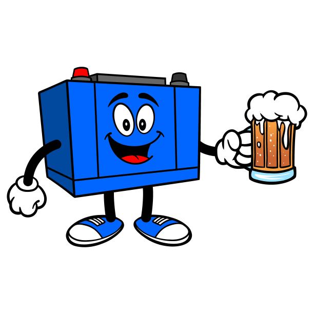 汽车电池和一杯啤酒图片下载