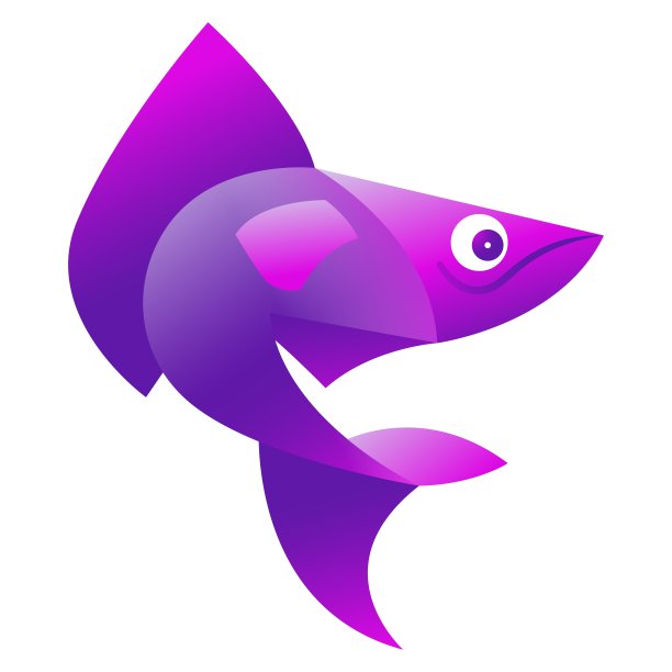 矢量插图的紫色鱼在白色的背景。可用于宣传册的logo、图标、装饰、服装、封面、名片等印刷。海鲜业务概念。图片下载