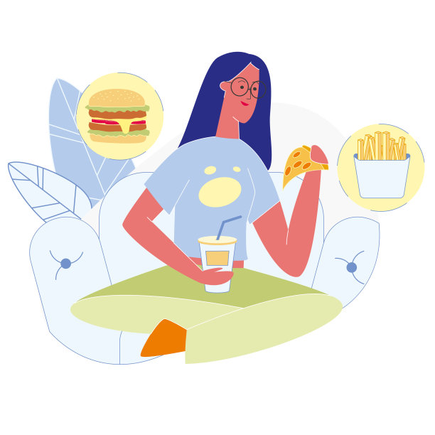 快餐餐厅订单平面矢量插图图片下载