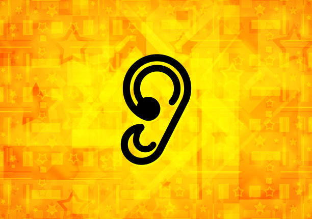 耳朵图标黄色背景图片下载