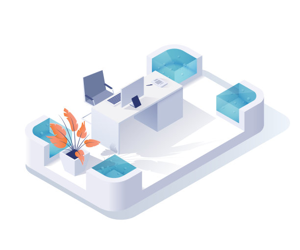 空工作场所等距矢量图图片下载