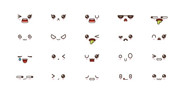 可爱的笑脸表情。日本emoji图片下载