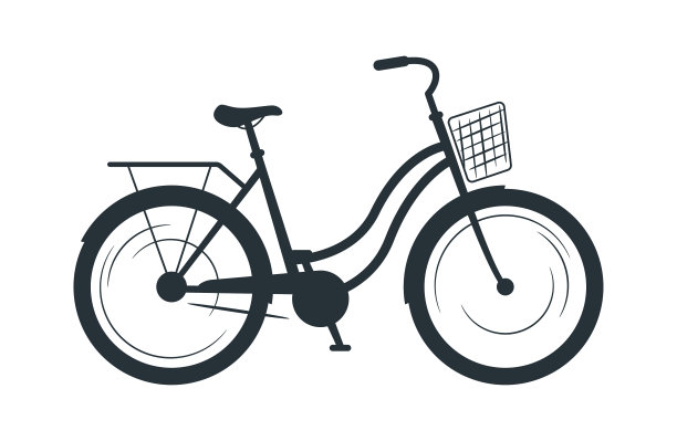 实用自行车剪影矢量插图图片下载