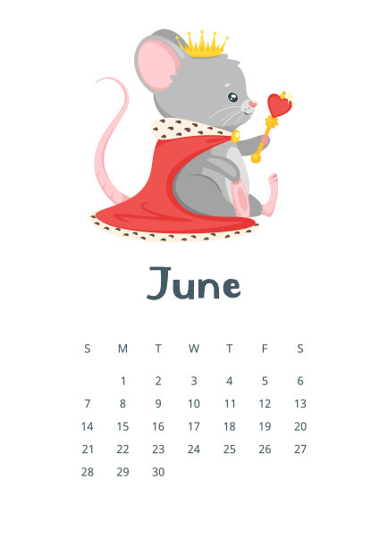 六月日历平矢量插图图片下载