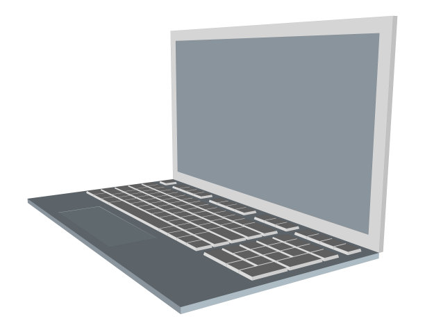 打开笔记本等距侧视图，带有空白屏幕，隔离在白色背景上的EPS10矢量插图。图片下载