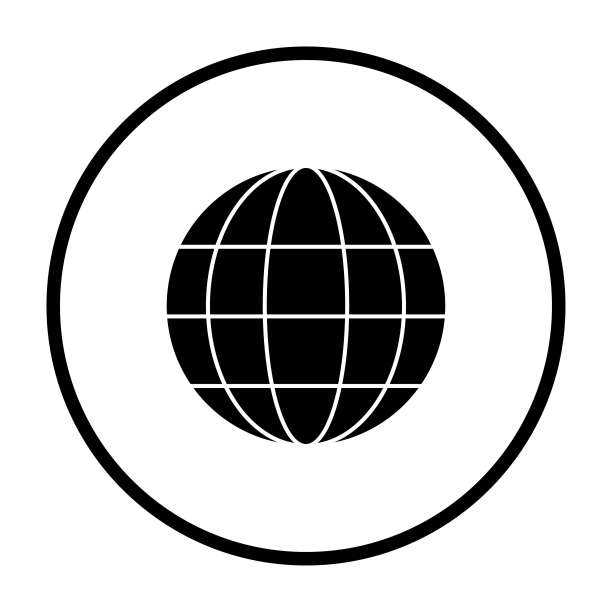 网站图标，扁平化互联网或地球仪黑白图标图片下载