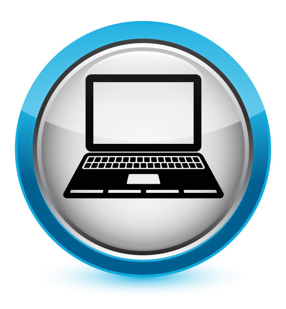 笔记本电脑图标水晶青蓝圆形按钮图片下载