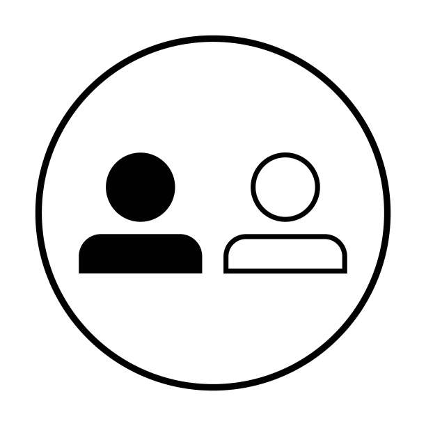 人物图标：徽章上的两个人，潮流扁平风格用户图标图片下载