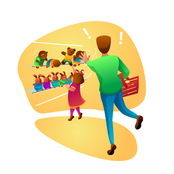 儿童不服从平面矢量插图图片下载