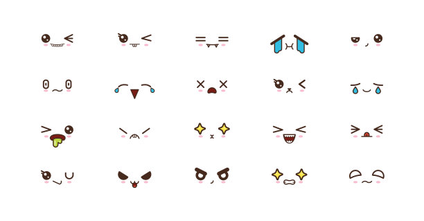 可爱的笑脸表情。日本emoji图片下载