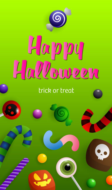 万圣节快乐，用糖果，糖果和棒棒糖刻字图片下载