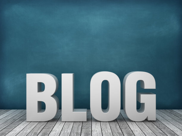 3D文字博客在黑板背景- 3D渲染图片下载