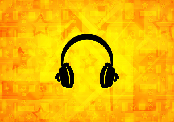 耳机图标黄色背景图片下载