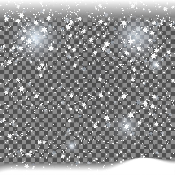 雪在透明的背景。圣诞快乐卡。圣诞装饰插画。冬天下雪的背景。向量图片下载