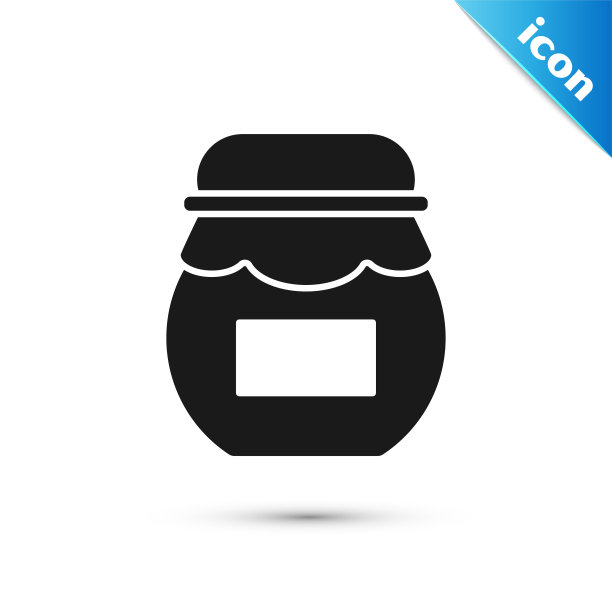 黑罐蜂蜜图标孤立在白色背景。食物银行。甜天然食品的象征。矢量图图片下载