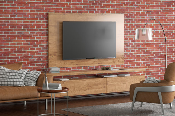 现代客厅墙上的电视图片下载